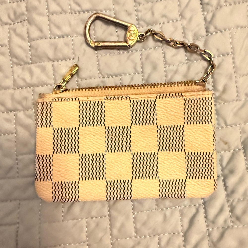 Louis Vuitton Damier Azur Key Pouch in Cream and Blue